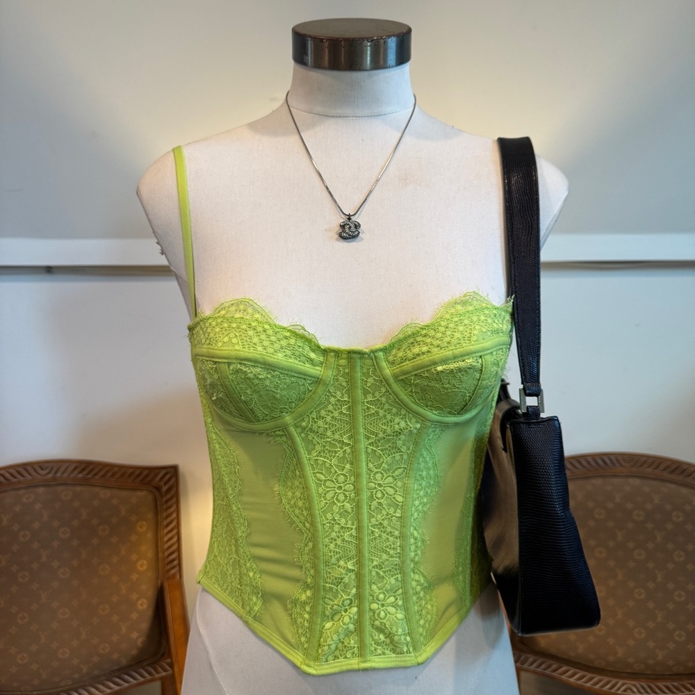 Out From Under Lime Green Lace Corset Top by Urban